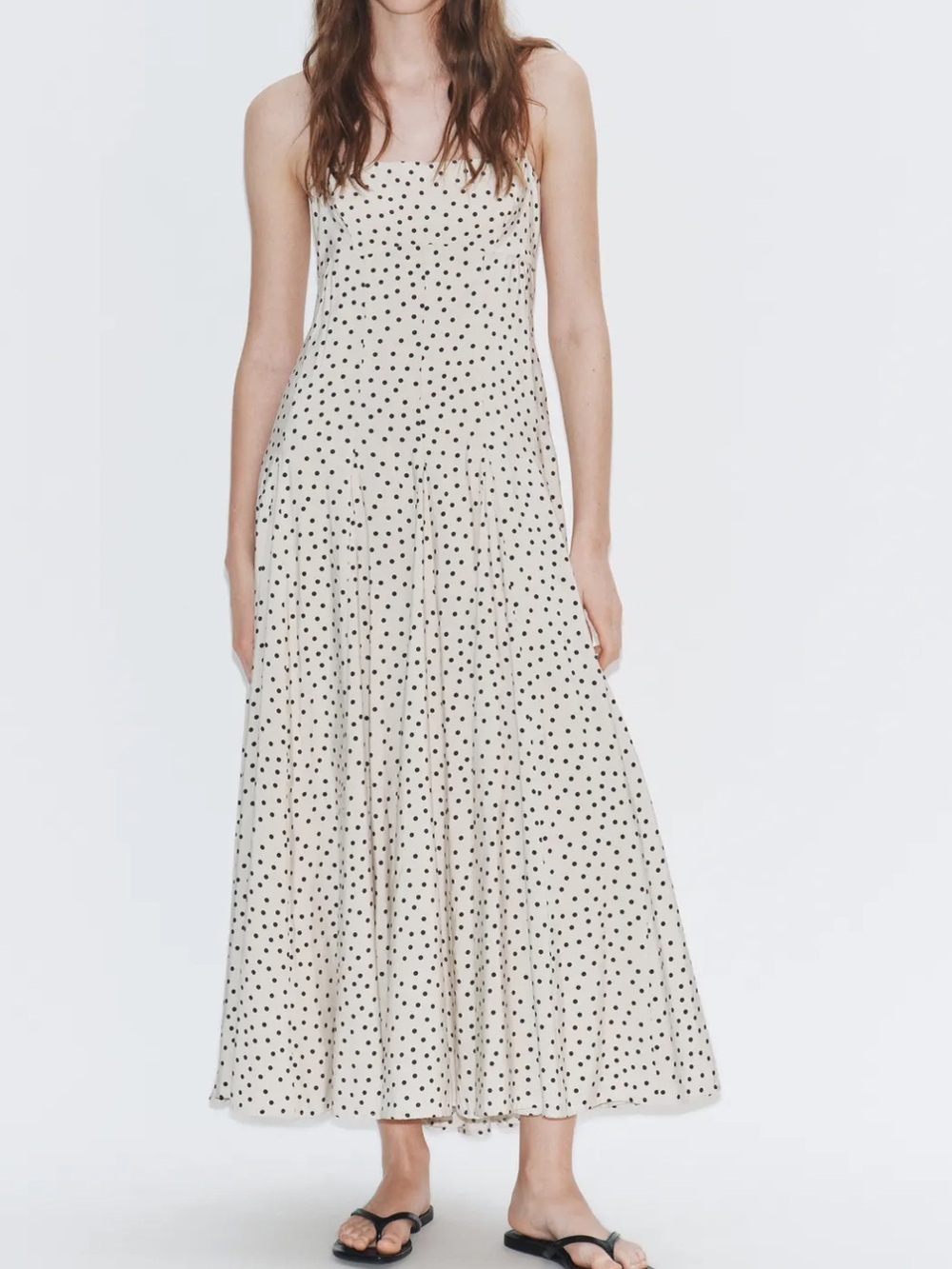Zara Cream Polka Dot Maxi Dress